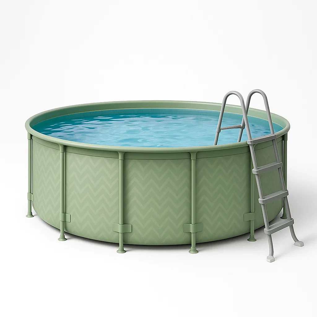 Piscine tubulaire ronde 296x95 cm, couleur vert avec échelle et filtre gaEZNEV225lD-Meuzen
