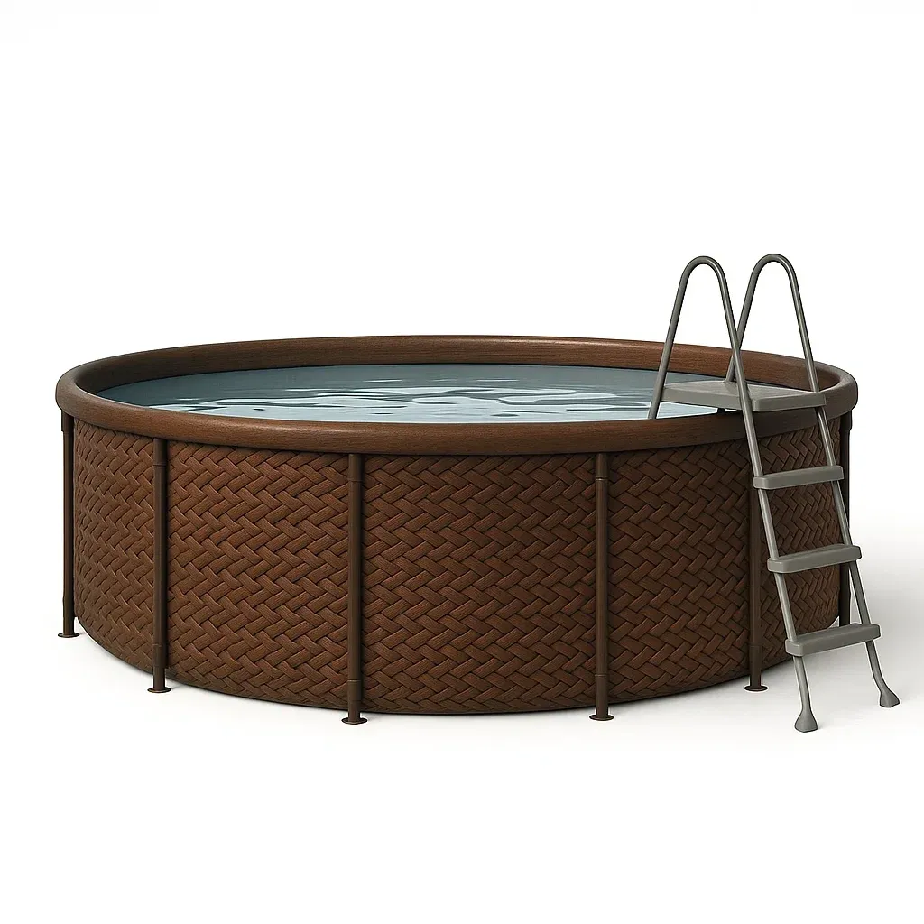 Piscine tubulaire ronde diamètre 296xh95 cm marron avec échelle avec filtre IWAmxls227nK-Meuzen