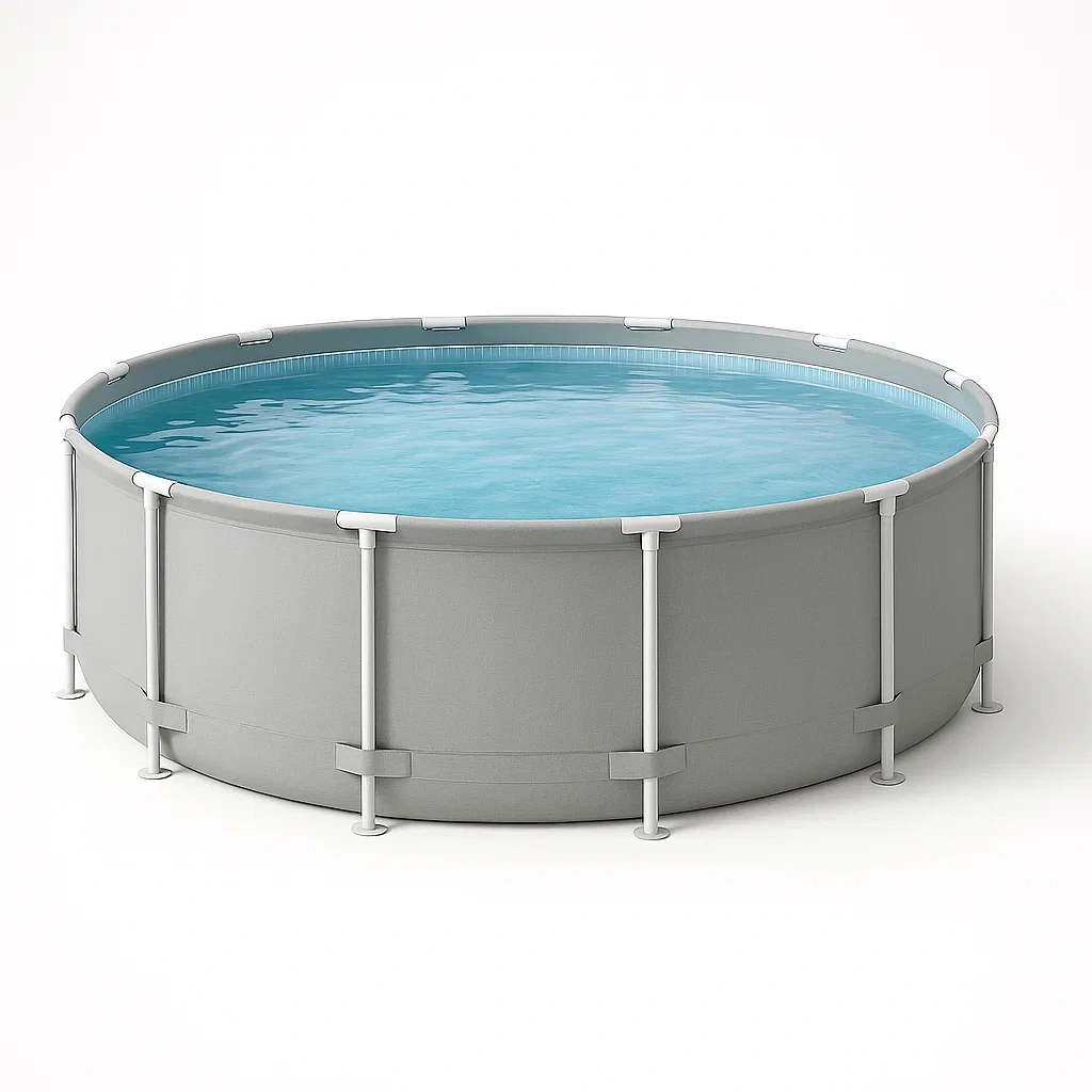 Piscine tubulaire ronde 296xh95 cm gris avec échelle avec filtre à cartouche PHjmUnc228CN-Meuzen