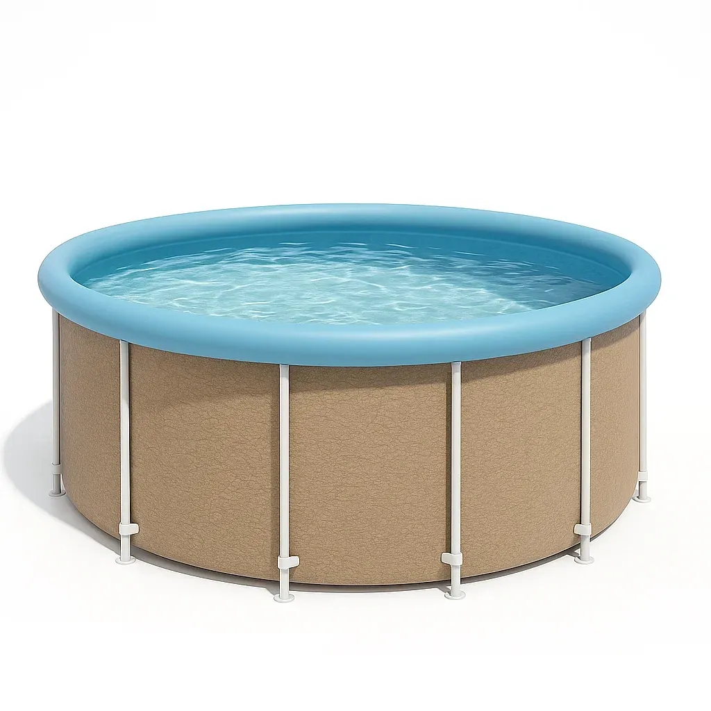 Piscine tubulaire ronde 296x h95 cm kaki/bleu clair avec échelle et filtre à cartouche EGDQOYp211XC-Meuzen