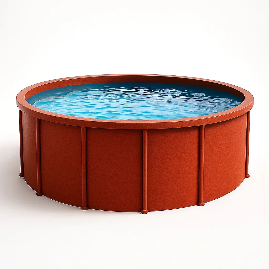 Piscine tubulaire ronde 296x95 cm rouge brique avec échelle et filtre à cartouche FCbWfHz230zu-Meuzen