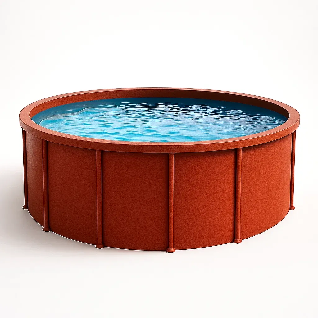 Piscine tubulaire ronde 296x95 cm rouge brique avec échelle et filtre à cartouche FCbWfHz230zu-Meuzen