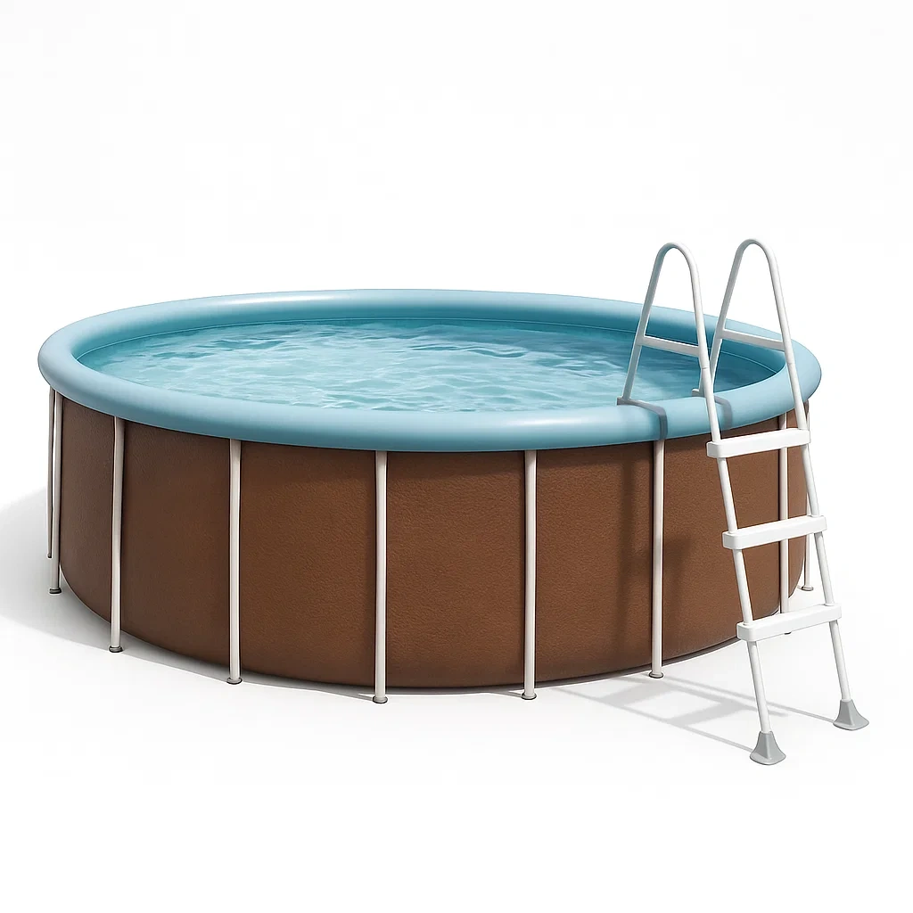 Piscine tubulaire ronde 296x95 cm, couleur marron/bleu avec échelle et filtre ySkjtMv231Wt-Meuzen