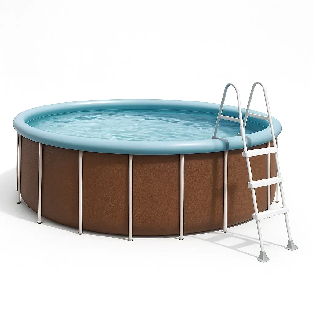 Piscine tubulaire ronde 296x95 cm, couleur marron/bleu avec échelle et filtre ySkjtMv231Wt-Meuzen