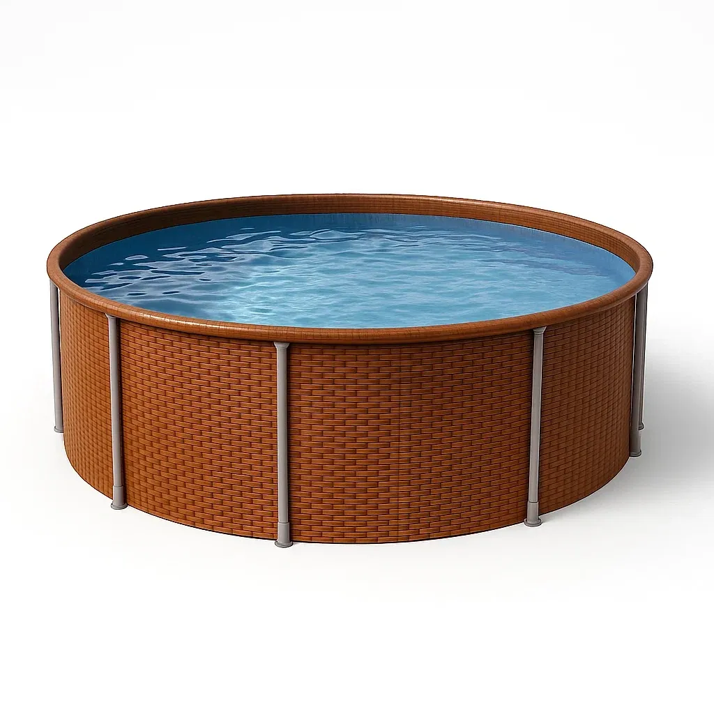 Piscine tubulaire ronde diamètre 296xh95 cm marron avec échelle avec filtre pwkftaD233rU-Meuzen