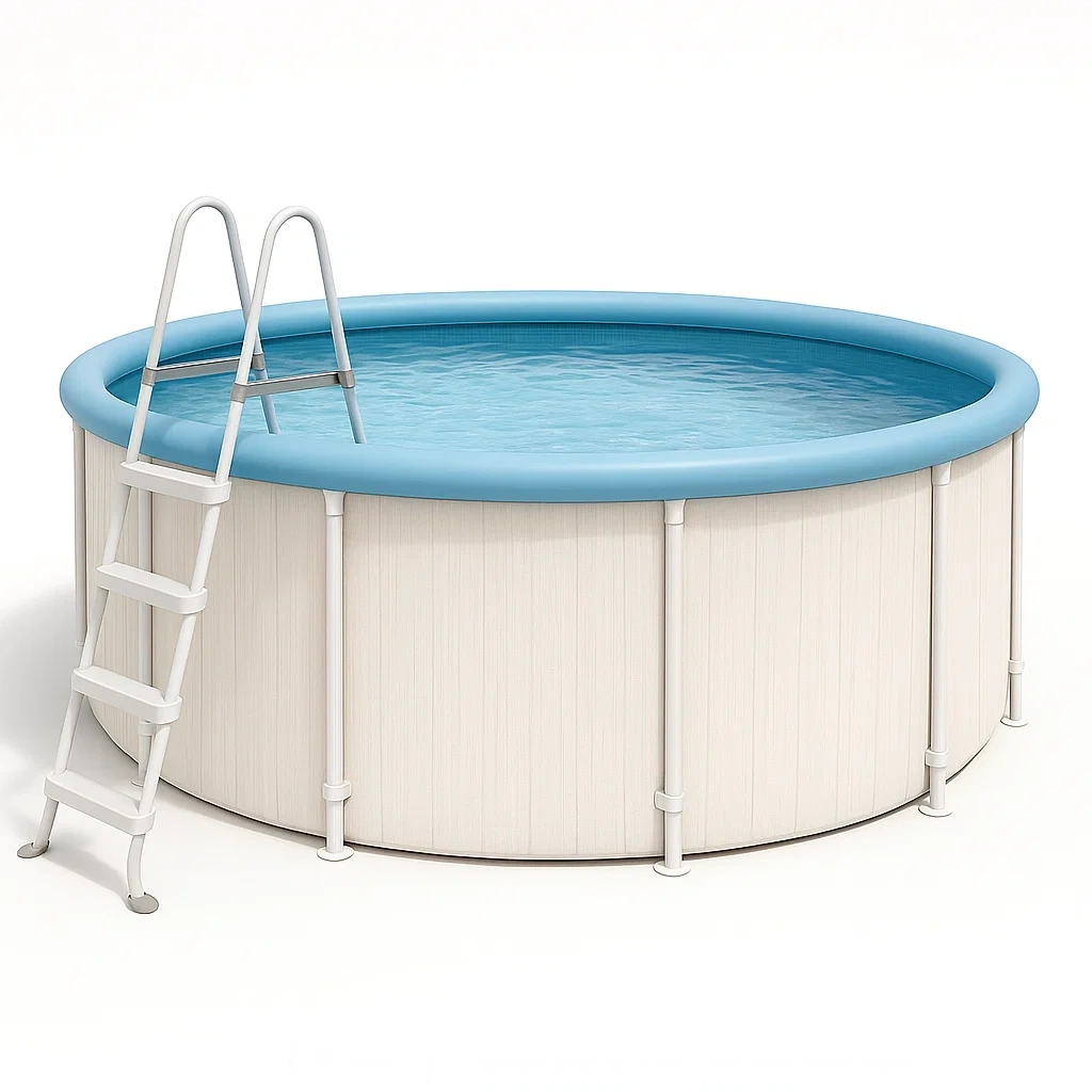 Piscine tubulaire ronde 296xh95 cm blanc cassé/bleu clair avec échelle avec filtre à cartouche LlOEtjG234Hl-Meuzen