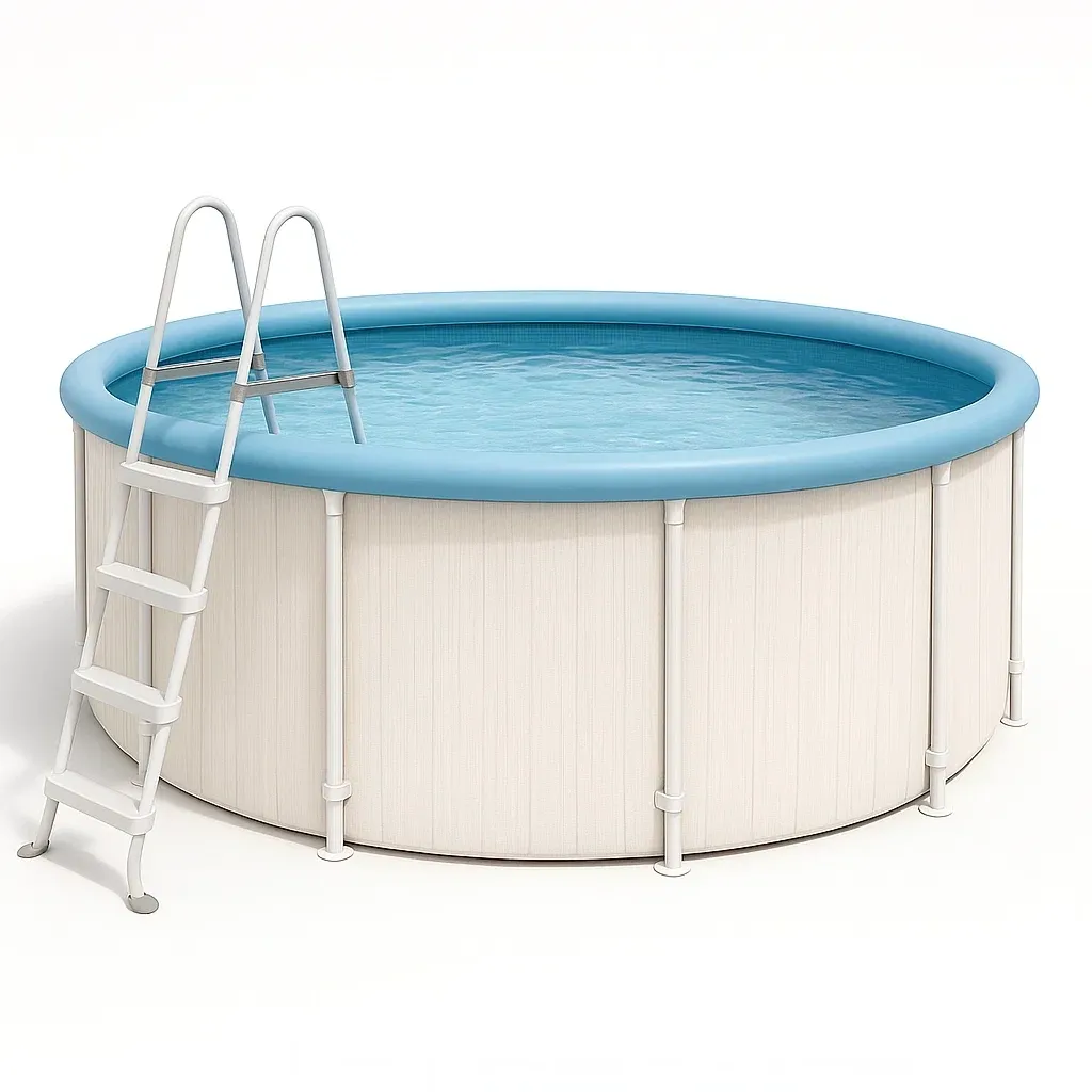 Piscine tubulaire ronde 296xh95 cm blanc cassé/bleu clair avec échelle avec filtre à cartouche LlOEtjG234Hl-Meuzen