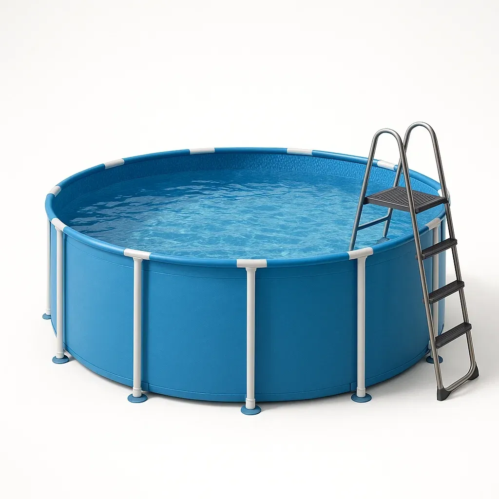 Piscine tubulaire ronde 355x97 cm bleu/blanc avec échelle et filtre à cartouche puwvYIj236ts-Meuzen