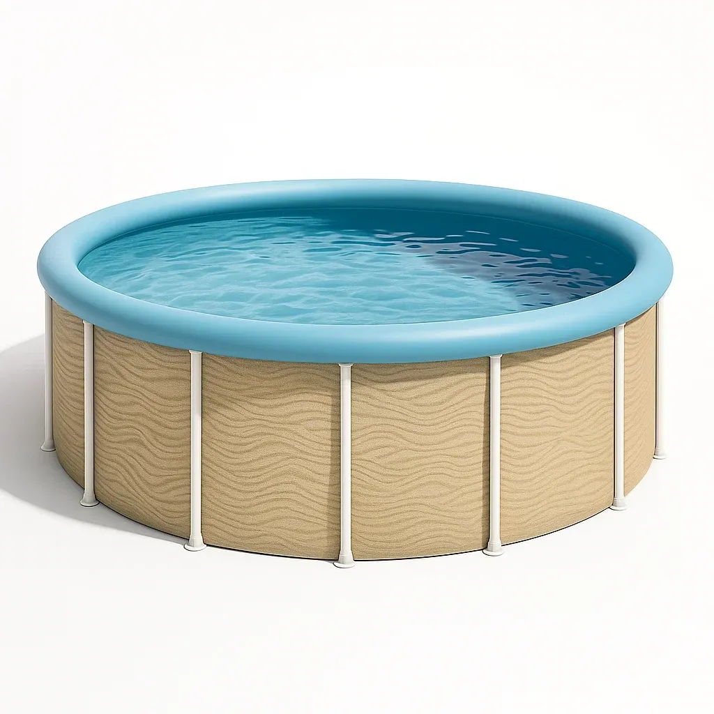 Piscine tubulaire ronde 355x97 cm, couleur beige/bleu avec échelle et filtre plSRtCh237ZW-Meuzen