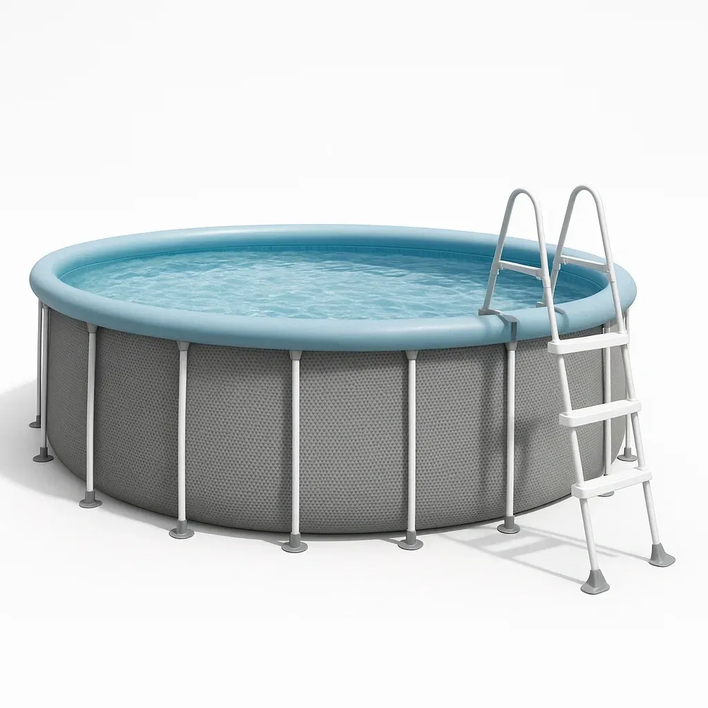 Piscine tubulaire ronde 355x97 cm gris/bleu clair, avec échelle et filtre czDrgoc238QE-Meuzen