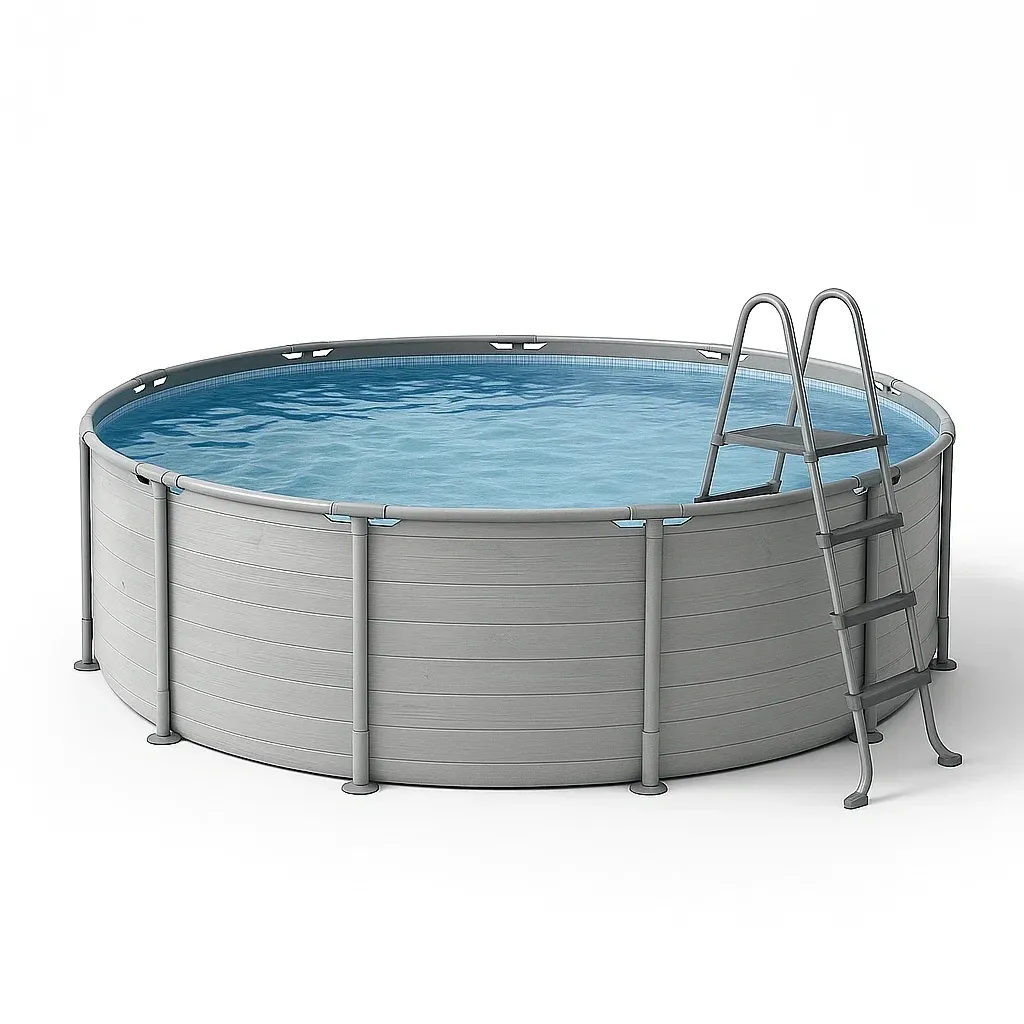 Piscine tubulaire ronde diamètre 355xh97 cm gris clair avec échelle avec filtre UkIPwVF239xx-Meuzen
