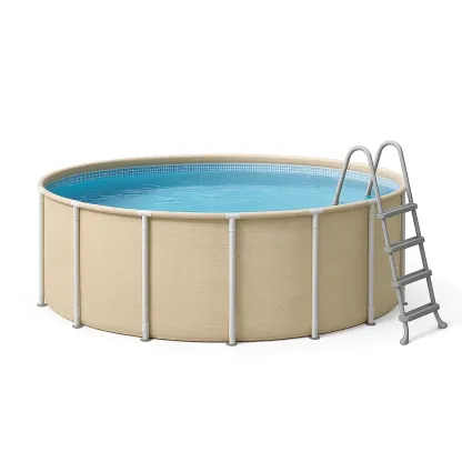 Piscine tubulaire ronde 296x95 cm beige avec échelle et filtre à cartouche jbEWmHy212AK-Meuzen
