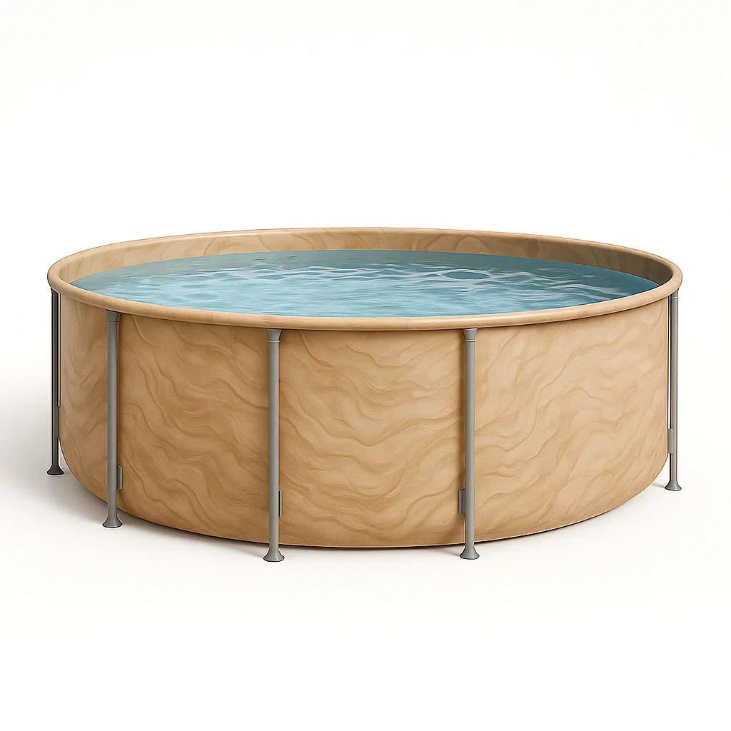 Piscine tubulaire ronde 355xh97 cm bois clair avec échelle avec filtre à sable rPclSQo240gK-Meuzen