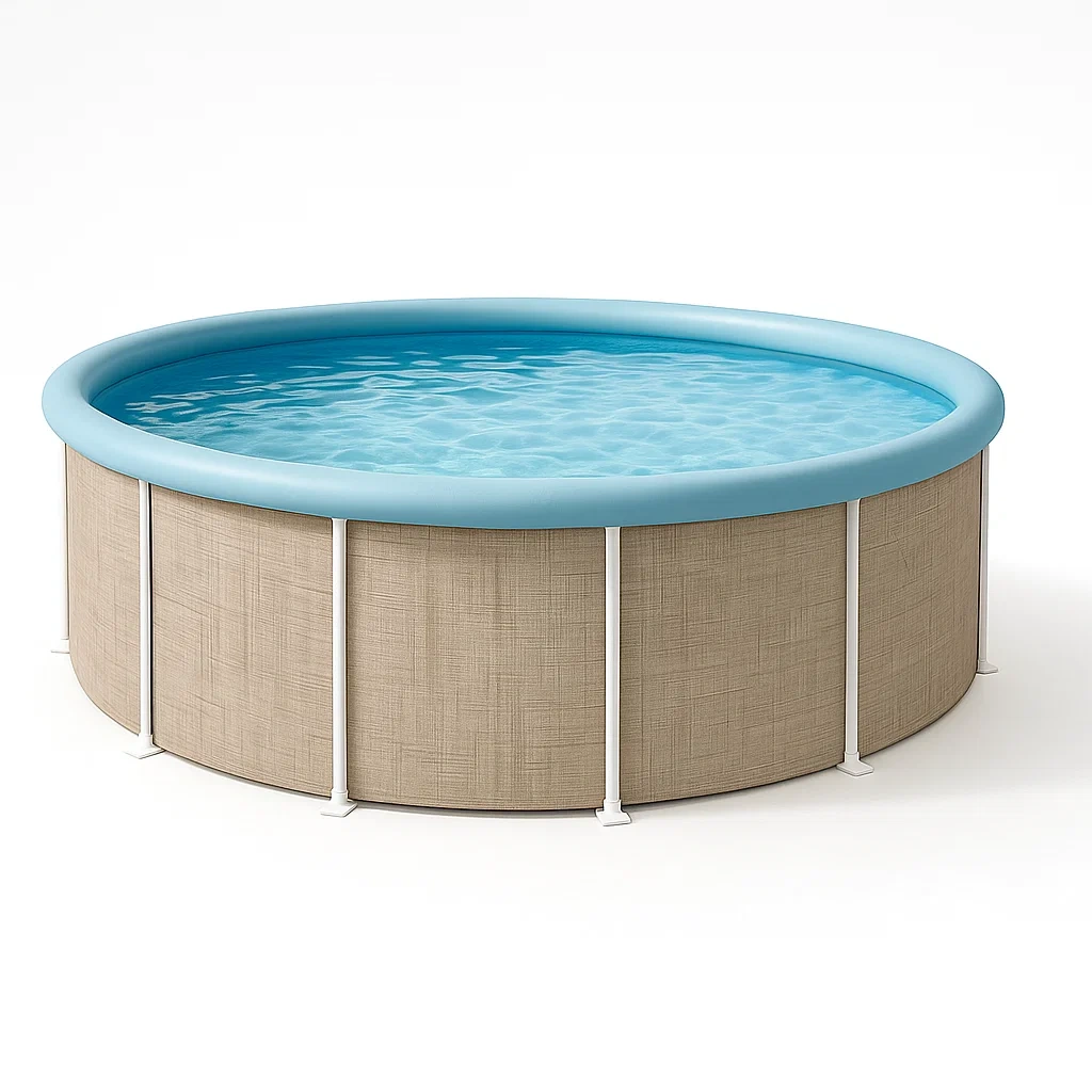 Piscine tubulaire ronde 355xh97 cm beige/bleu clair avec échelle avec filtre à cartouche uELKZNj246rm-Meuzen