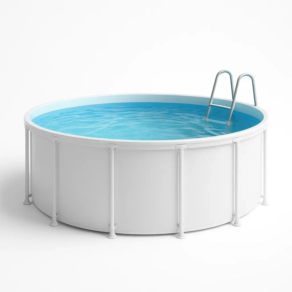 Piscine tubulaire ronde 355x h97 cm blanche avec échelle et filtre à cartouche qavFSkd247Ri-Meuzen