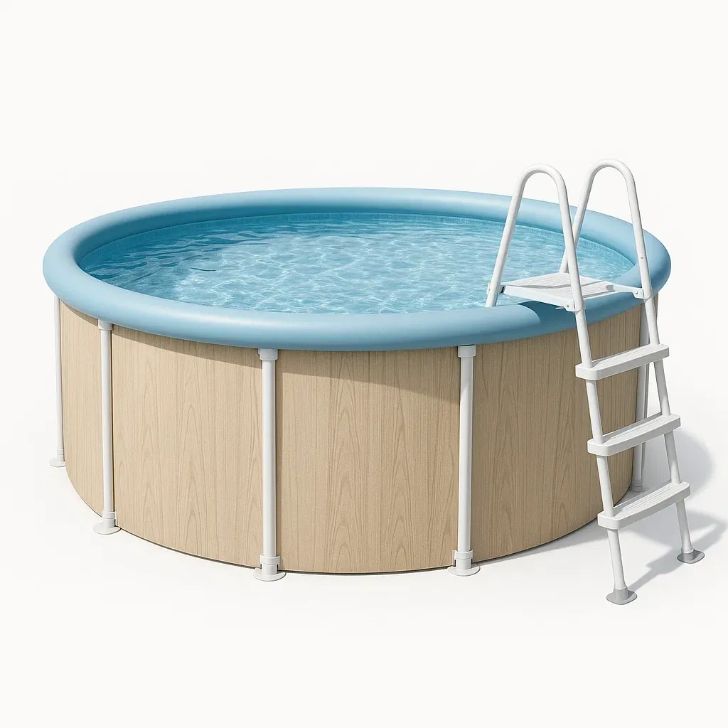 Piscine tubulaire ronde 355x97 cm beige/bleu clair avec échelle et filtre bTkWrLf249Yv-Meuzen