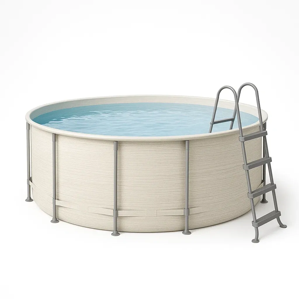 Piscine tubulaire ronde 355x97 cm beige/gris, avec échelle et filtre XOIQzIW250mR-Meuzen