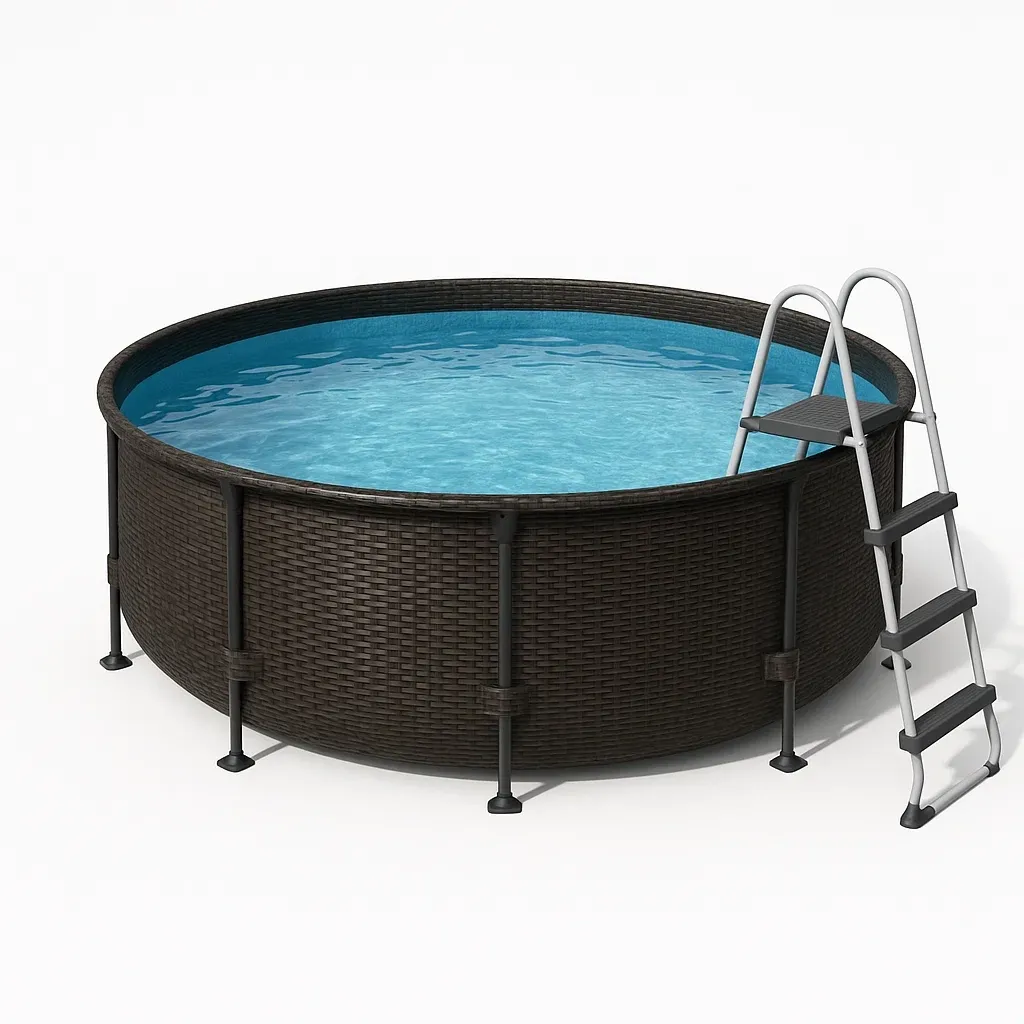 Piscine tubulaire ronde 355xh97 cm marron foncé avec échelle avec filtre à cartouche trlhgvD252QK-Meuzen