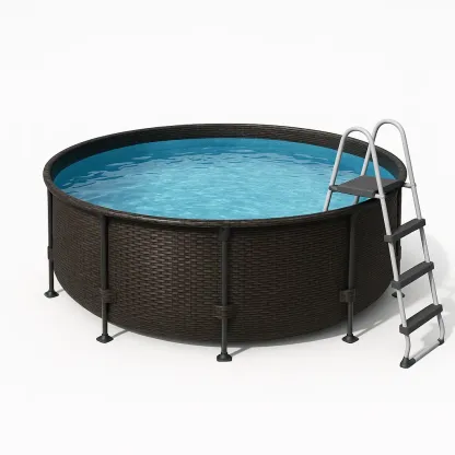 Piscine tubulaire ronde 355xh97 cm marron foncé avec échelle avec filtre à cartouche trlhgvD252QK-Meuzen