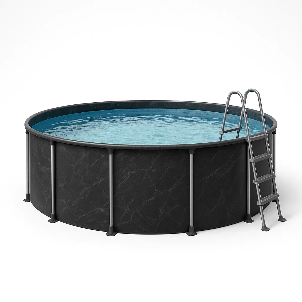 Piscine tubulaire ronde 355x h97 cm noire avec échelle et filtre à cartouche JgwXgtX253Wd-Meuzen