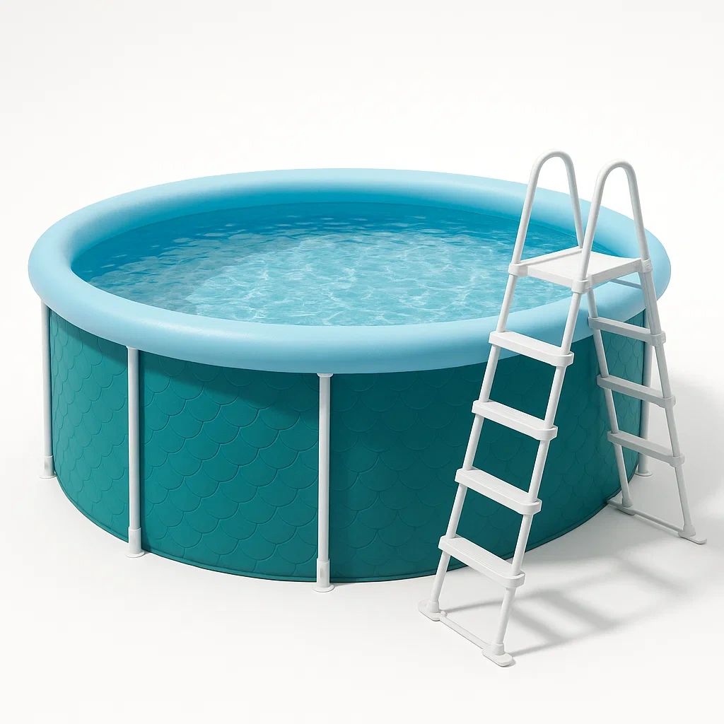 Piscine tubulaire ronde 355x97 cm bleu clair/bleu canard avec échelle et filtre à cartouche kkGiahD254ZL-Meuzen
