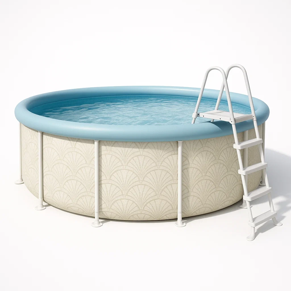 Piscine tubulaire ronde 355x97 cm beige/bleu clair avec échelle et filtre EnTfzmb255OI-Meuzen