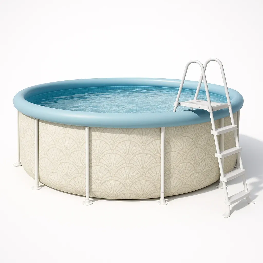 Piscine tubulaire ronde 355x97 cm beige/bleu clair avec échelle et filtre EnTfzmb255OI-Meuzen