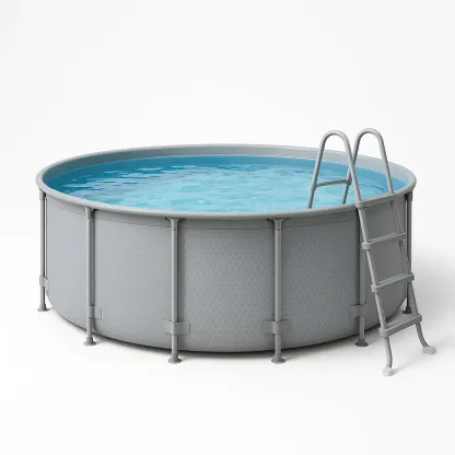 Piscine tubulaire ronde 355x h97 cm grise avec échelle et filtre à cartouche UtjQFvO259FU-Meuzen