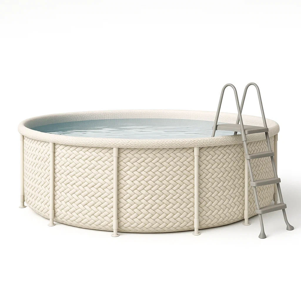 Piscine tubulaire ronde 440x103 cm beige avec échelle et filtre DuAGLLO261Cb-Meuzen