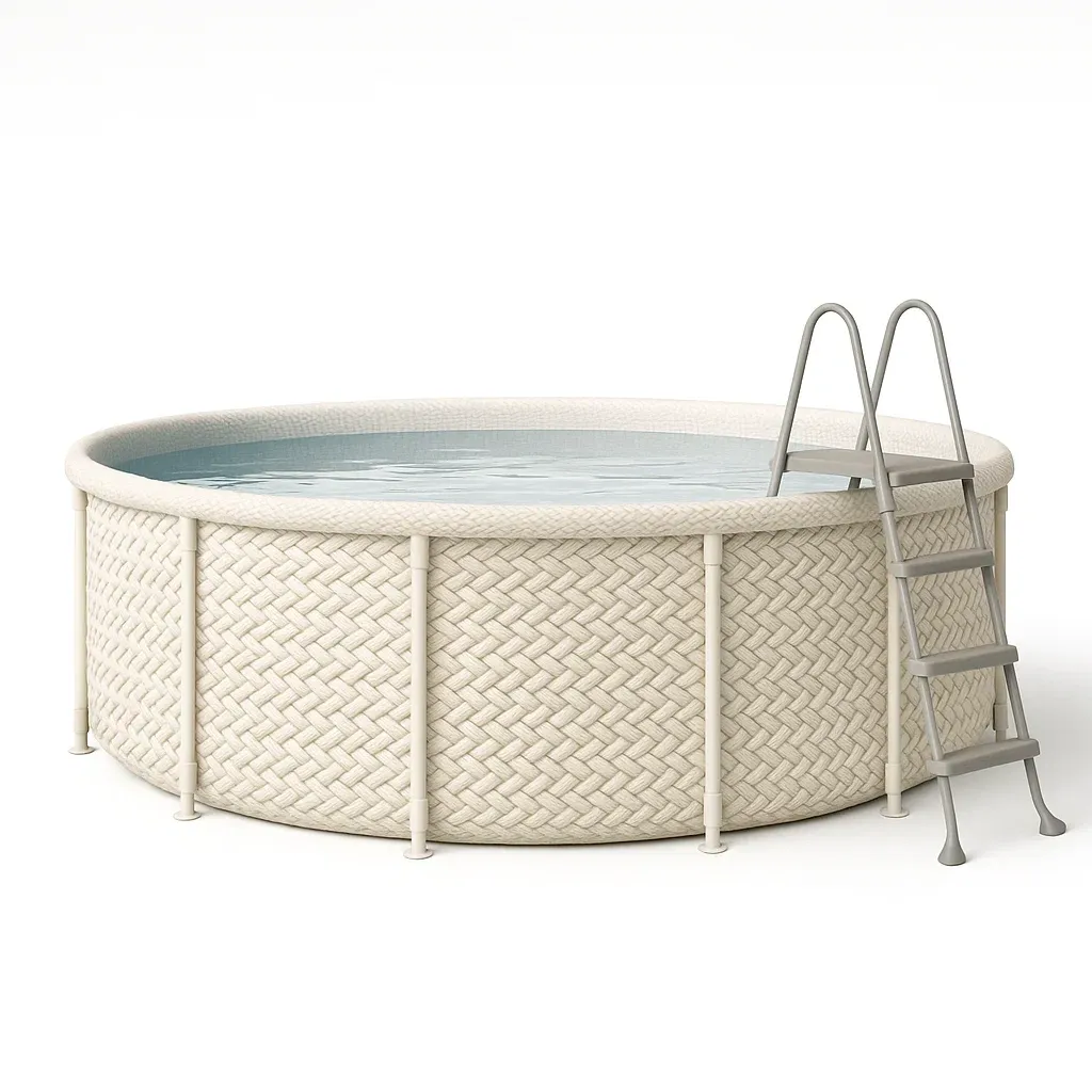 Piscine tubulaire ronde 440x103 cm beige avec échelle et filtre DuAGLLO261Cb-Meuzen