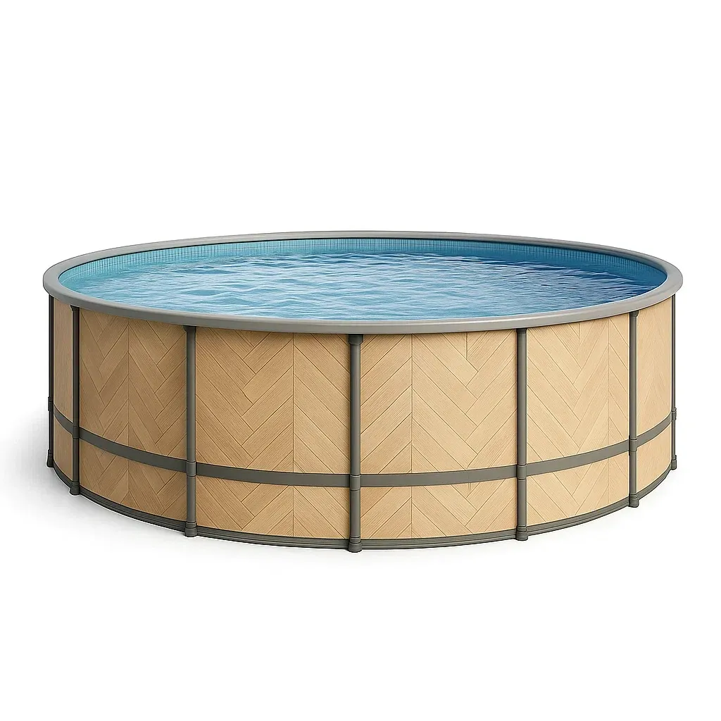 Piscine tubulaire ronde 440x h103 cm beige/grise avec échelle et filtre à cartouche ryvaHDr265ec-Meuzen