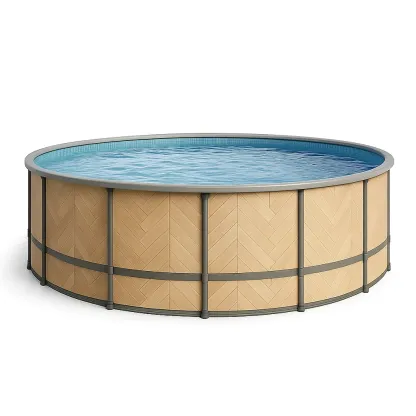 Piscine tubulaire ronde 440x h103 cm beige/grise avec échelle et filtre à cartouche ryvaHDr265ec-Meuzen