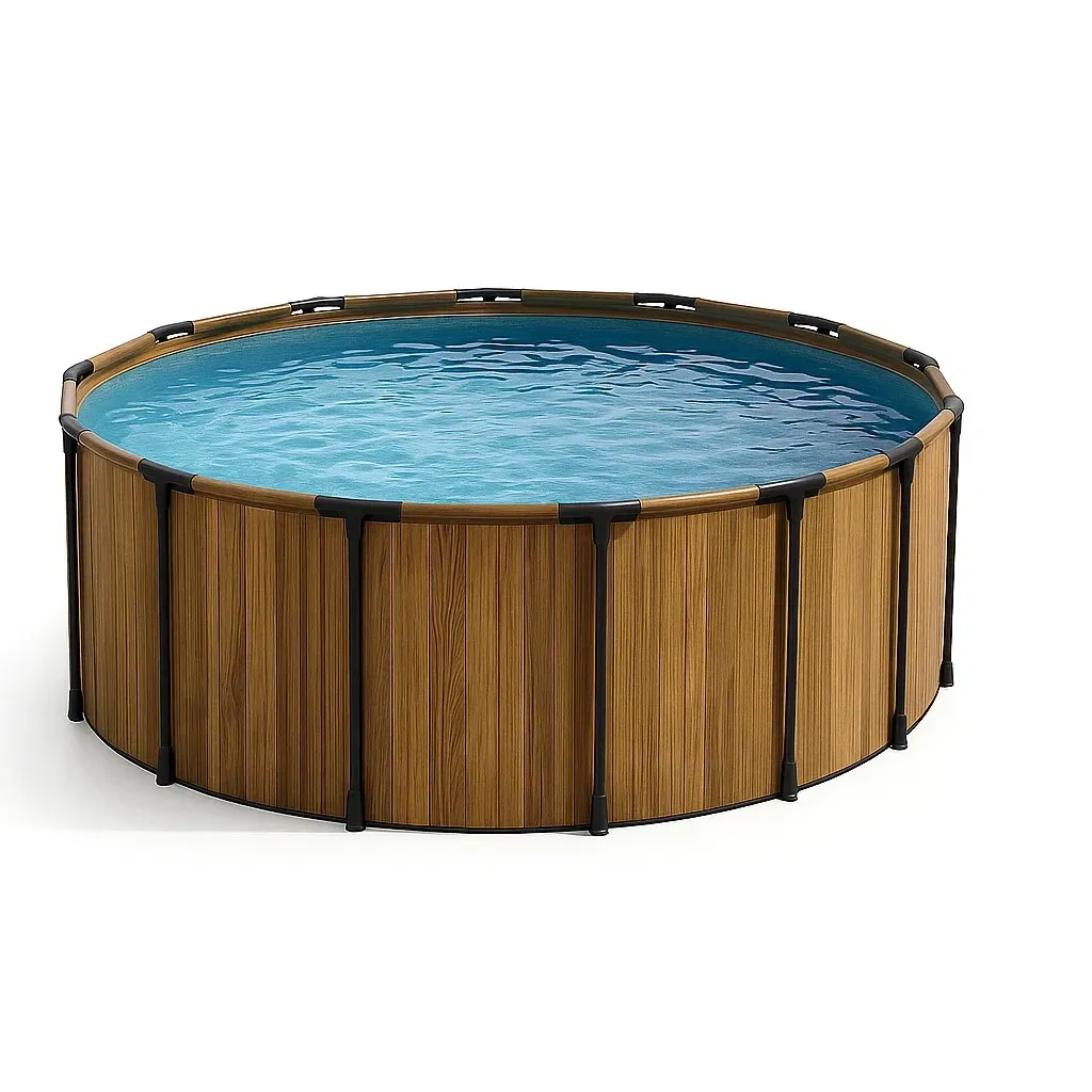 Piscine tubulaire ronde 440x103 cm bois/noir avec échelle et filtre à sable yeaTfyA266mA-Meuzen