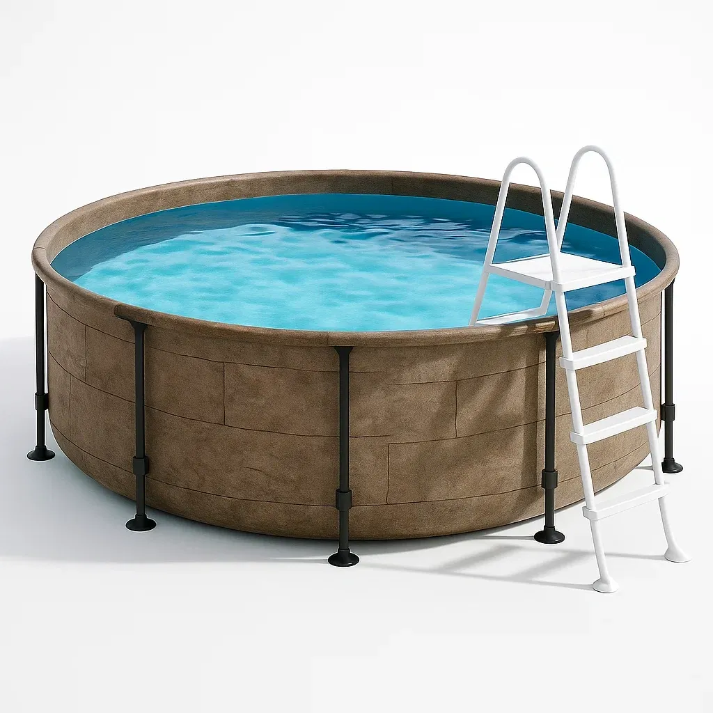 Piscine tubulaire ronde diamètre 440xh103 cm marron pierre avec échelle avec filtre jWkkxuC269Kl-Meuzen