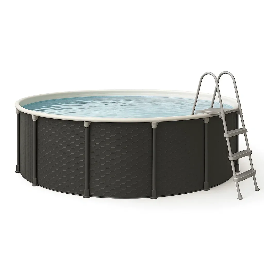 Piscine tubulaire ronde diamètre 296xh95 cm noir/blanc avec échelle avec filtre VoCLEPX215tl-Meuzen