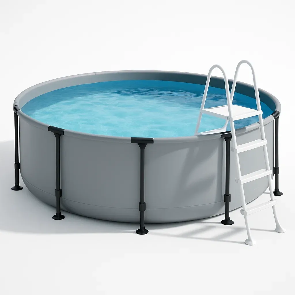 Piscine tubulaire ronde diamètre 440xh103 cm gris avec échelle avec filtre HhMNcBt275YC-Meuzen