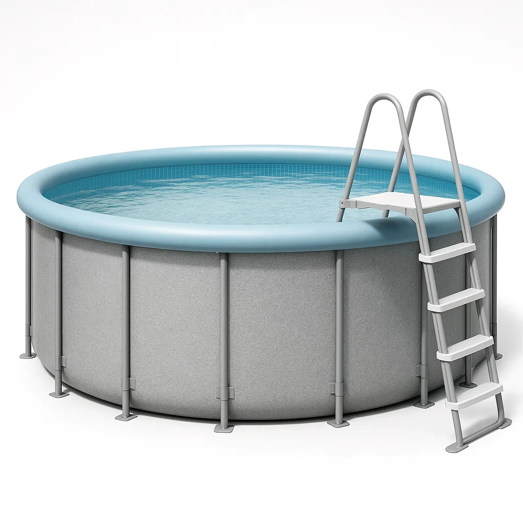 Piscine tubulaire ronde 440x h103 cm gris clair/bleu clair avec échelle et filtre à cartouche IEADZVJ277xq-Meuzen