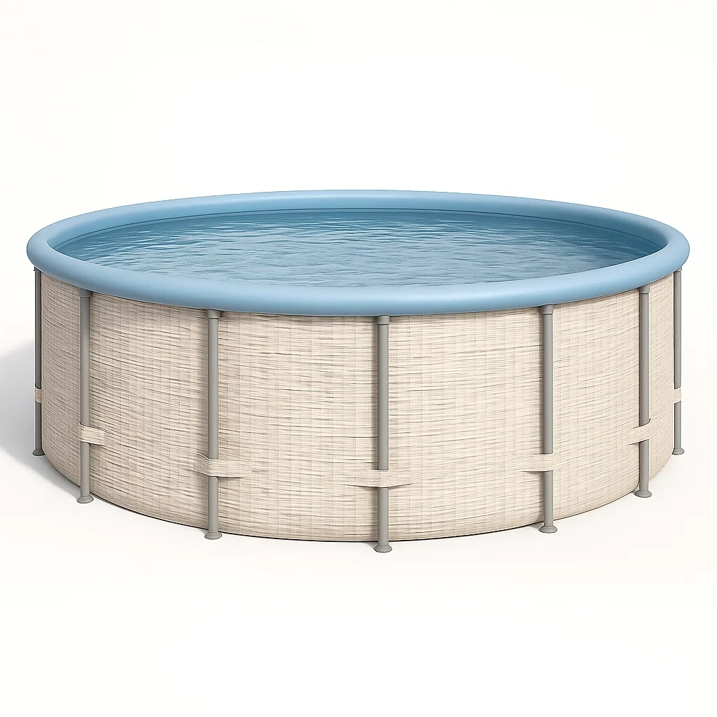 Piscine tubulaire ronde 440xh103 cm beige clair/bleu clair/gris avec échelle avec filtre à cartouche JdcvjvQ282XE-Meuzen