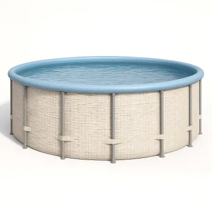 Piscine tubulaire ronde 440xh103 cm beige clair/bleu clair/gris avec échelle avec filtre à cartouche JdcvjvQ282XE-Meuzen