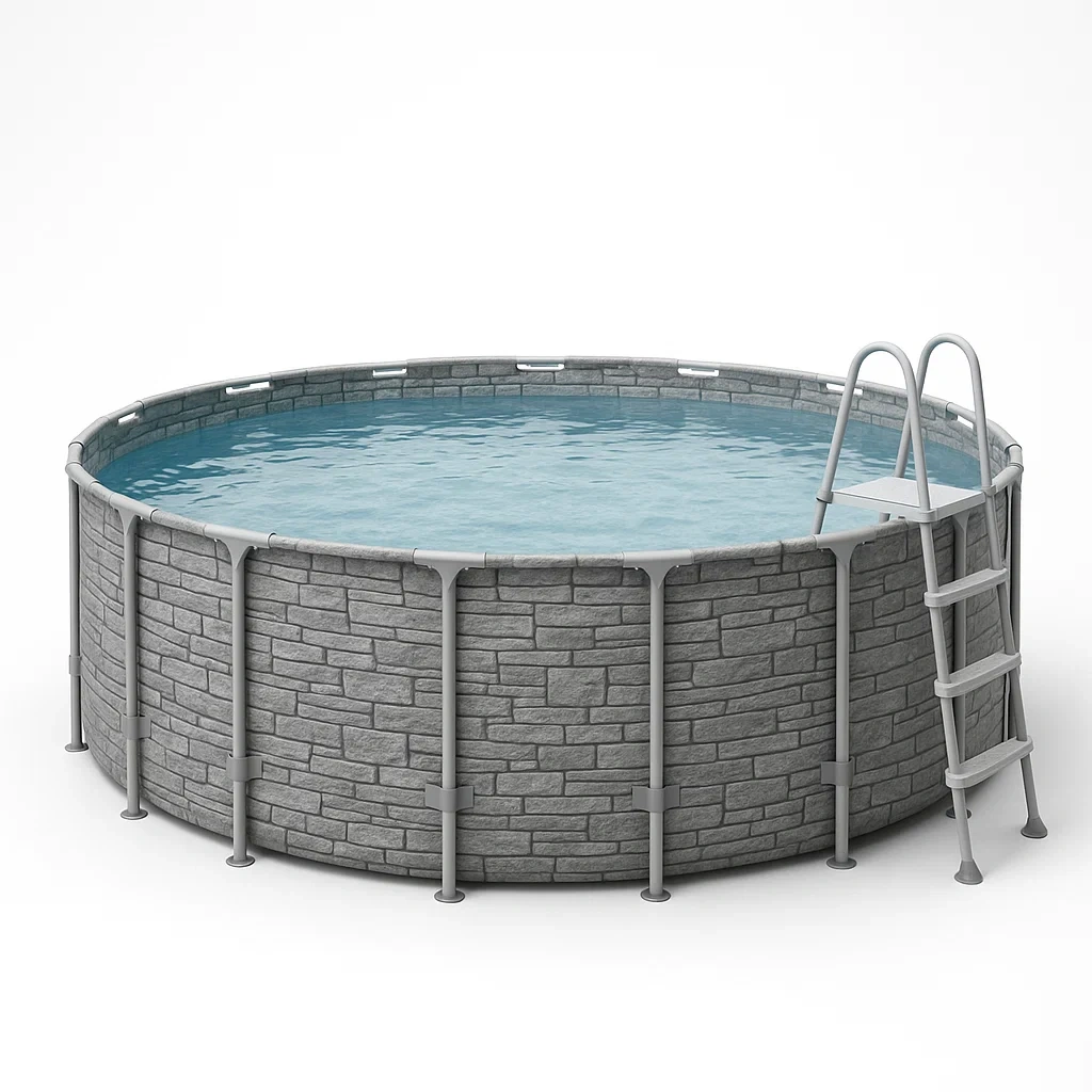 Piscine tubulaire ronde 440x h103 cm gris foncé/gris clair avec échelle et filtre à cartouche SxRUowi283oB-Meuzen