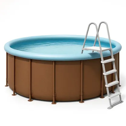 Piscine tubulaire ronde 440x103 cm bleu clair/marron avec échelle et filtre à cartouche SmjyPtM284wO-Meuzen