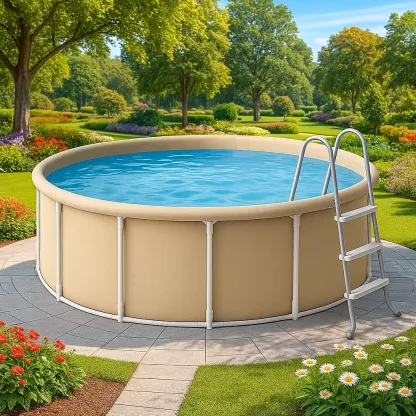 Piscine tubulaire ronde 296x95 cm, couleur beige avec échelle et filtre GRjnPiK213Gp-Meuzen
