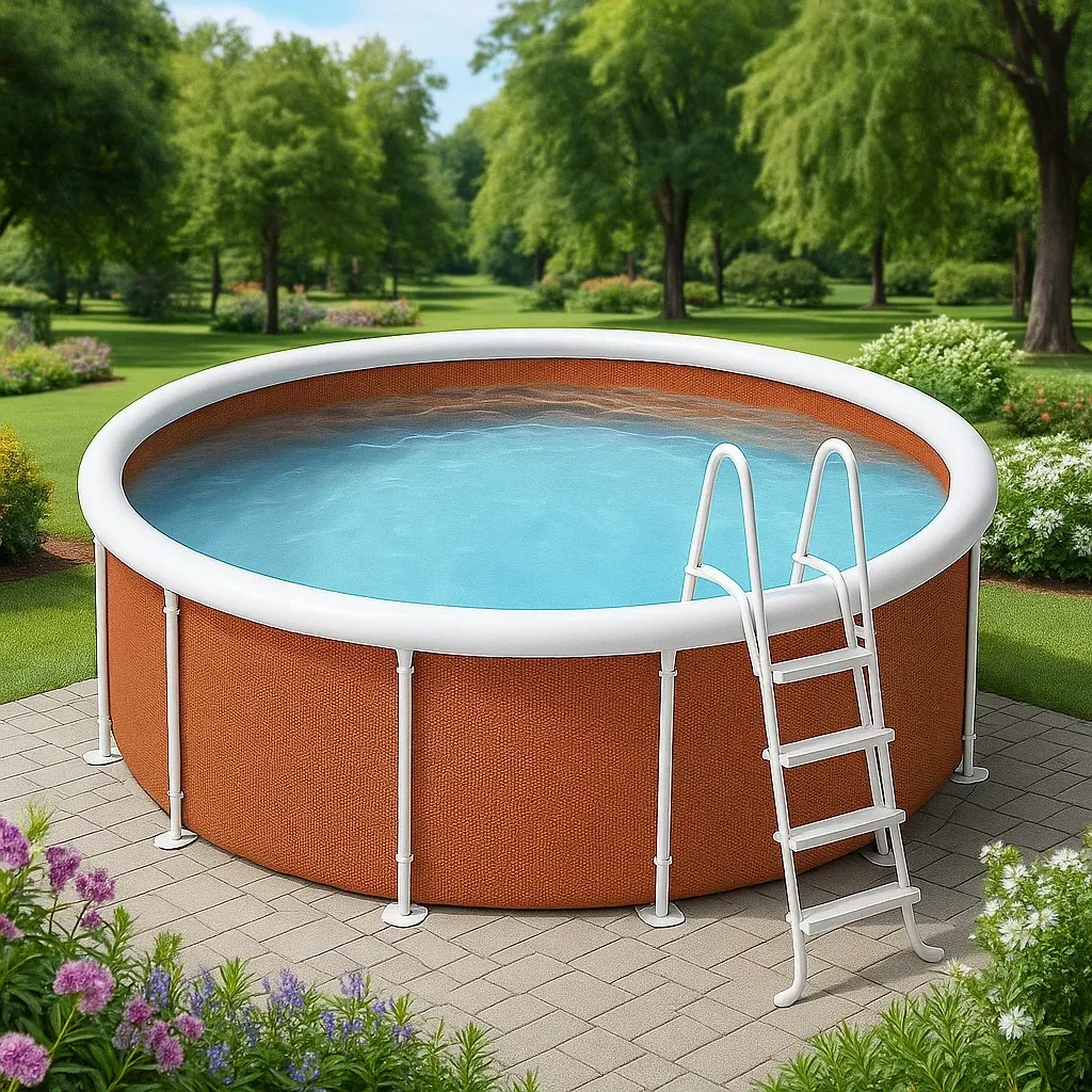 Piscine tubulaire ronde 296x95 cm orange/blanc, avec échelle et filtre lIjqsyE214Ha-Meuzen