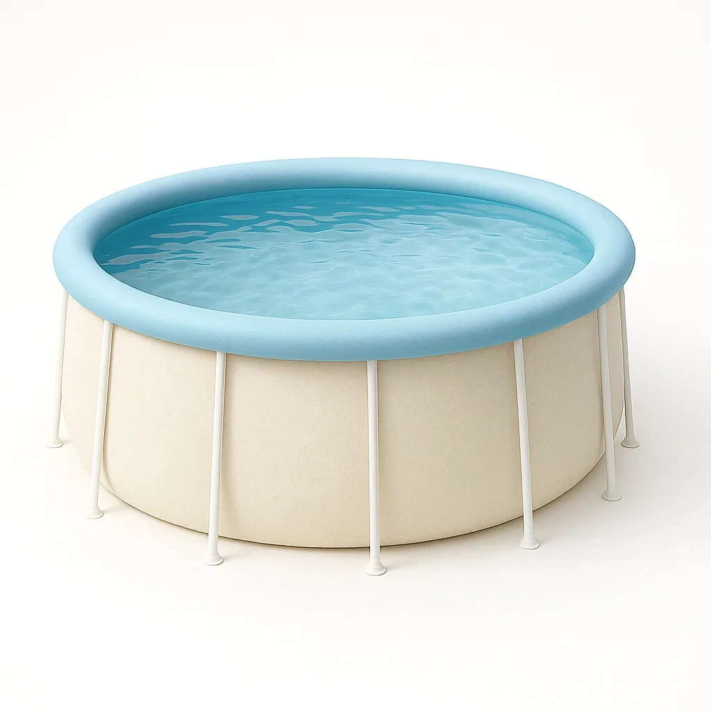 Piscine tubulaire ronde 296x95 cm beige/bleu clair avec échelle et filtre à cartouche AlTOwIW218Cg-Meuzen