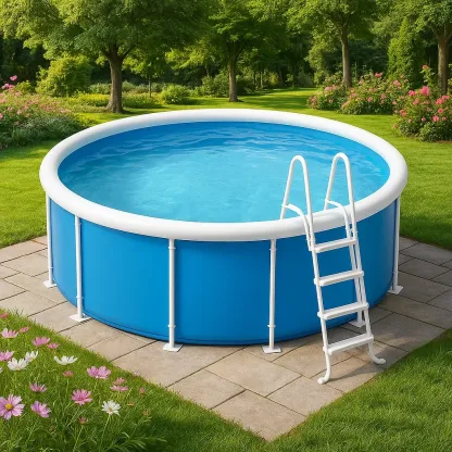 Piscine tubulaire ronde 296x95 cm, couleur bleu avec échelle et filtre wLnUNGK219ji-Meuzen