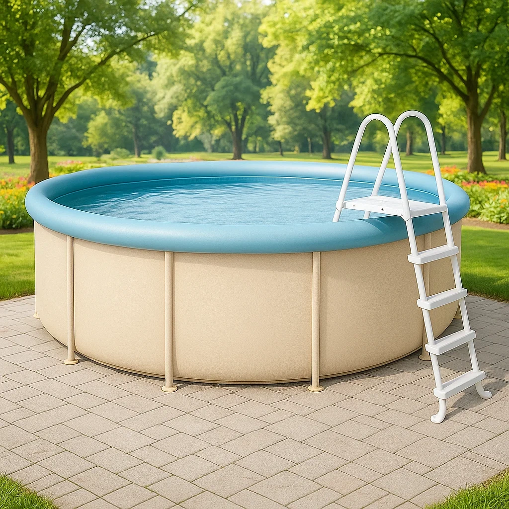 Piscine tubulaire ronde diamètre 296xh95 cm beige/bleu clair avec échelle avec filtre TpDmKXz221Sn-Meuzen