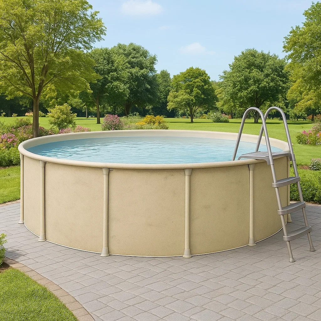 Piscine tubulaire ronde 296xh95 cm beige avec échelle avec filtre à sable vnTAQiz222tE-Meuzen