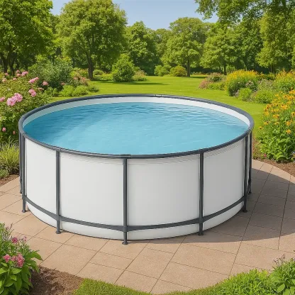 Piscine tubulaire ronde 296x95 cm blanc/gris avec échelle et filtre à sable VTJQXhI224rj-Meuzen