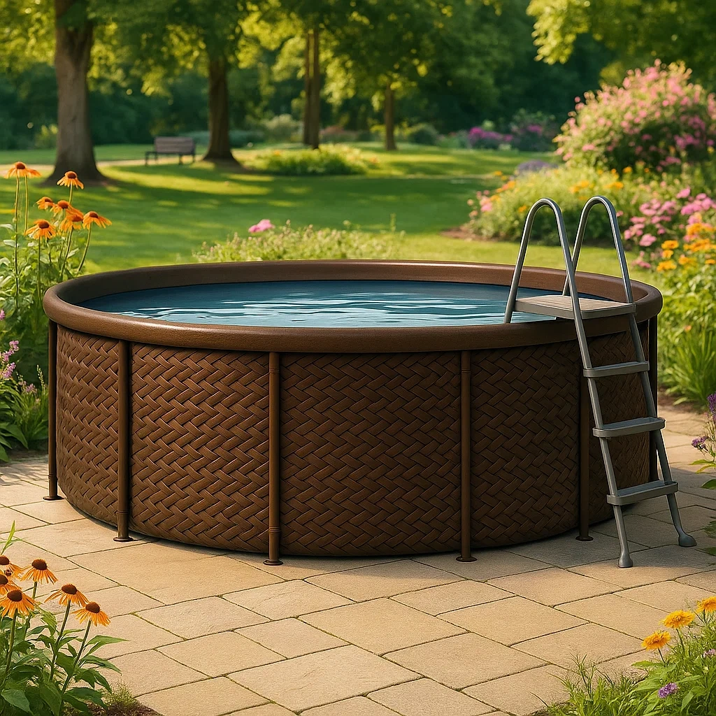 Piscine tubulaire ronde diamètre 296xh95 cm marron avec échelle avec filtre IWAmxls227nK-Meuzen