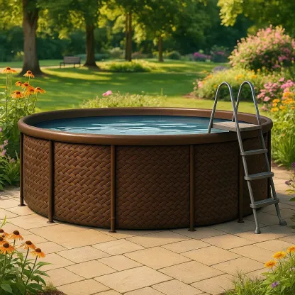 Piscine tubulaire ronde diamètre 296xh95 cm marron avec échelle avec filtre IWAmxls227nK-Meuzen